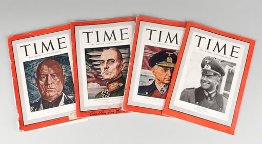 4 WWII TIME MAGAZINES WITH AXIS LEADERS ON THE COVERS