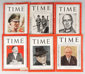 6 WWII TIME MAGAZINES WITH AXIS LEADERS ON THE COVERS