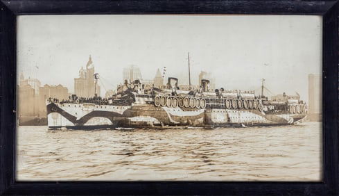 WWI US TROOP CARRIER ON HUDSON RIVER B/W PHOTO