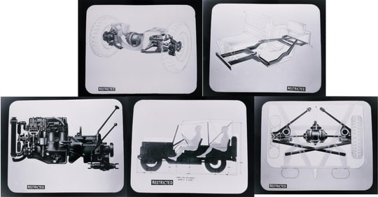 14 RESTRICTED NEGATIVE AND PHOTO PRINTS OF WWII JEEP