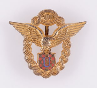 WWII CROATIAN USTASE PILOT OBSERVERS BADGE IN GOLD