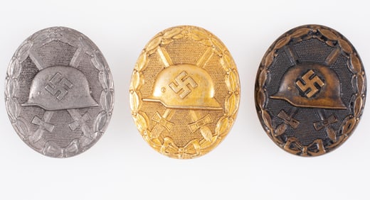 3 WWII GERMAN WOUND BADGES