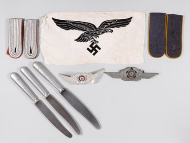 WWII GERMAN LUFTWAFFE EQUIPMENT AND INSIGNIA