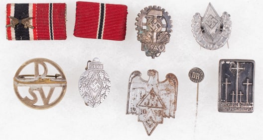9 WWII GERMAN PINS AND INSIGNIA