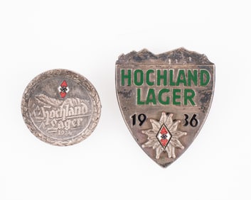 HITLER YOUTH HOCHLAND LAGER BADGES [1934 + 1936]