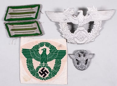 5 WWII GERMAN SCHUTZPOLIZEI GROUP OF BADGES AND INSIGNIA