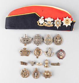 19 WWII BRITISH CAP BADGES WITH OFFICER CAP