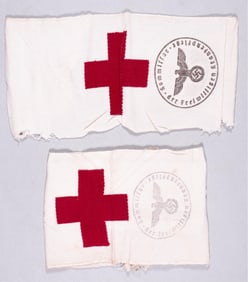 2 WWII GERMAN RED CROSS ARMBANDS