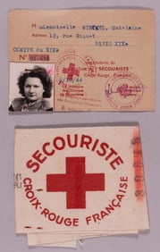 WWII FRENCH RED CROSS ID AND ARMBAND OF A FRENCH WOMAN