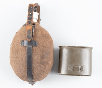 WWII GERMAN MEDIC FIELD WATER CANTEEN W/ WEST GERMAN CUP