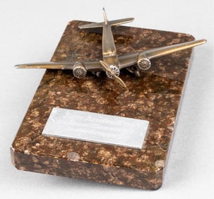 WWII JUNKER JU 52 BRONZE PLAQUE + LAKEHURST MAP