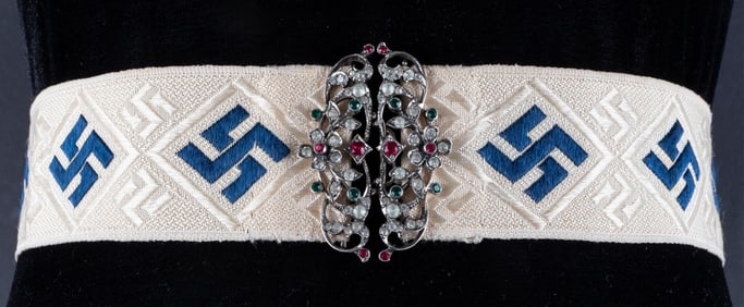 WOMAN'S SWASTIKA WAIST BELT AND 925 SILVER JEWEL CLASP