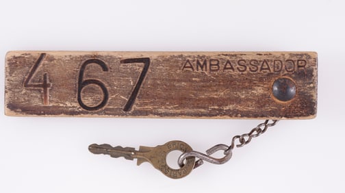 WWII VICHY FRANCE AMBASSADOR HOTEL KEY CATURED BY VET