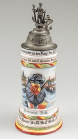 VINTAGE GERMAN REGIMENTAL PIONEER BATTALION 14 LITHOPHANE BEER STEIN