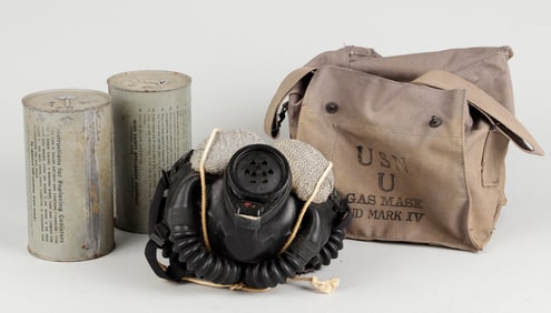 WWII US NAVY MARK IV GAS MASK W/ FILTERS