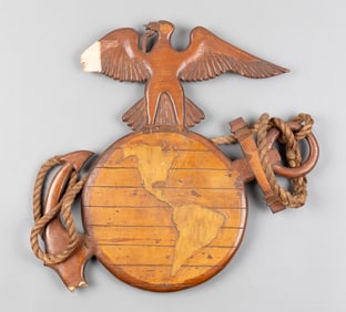 OKINAWA US MARINES WOODEN INSIGNIA PLAQUE