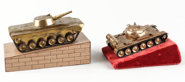 2 SOVIET TANK DESK STATUES