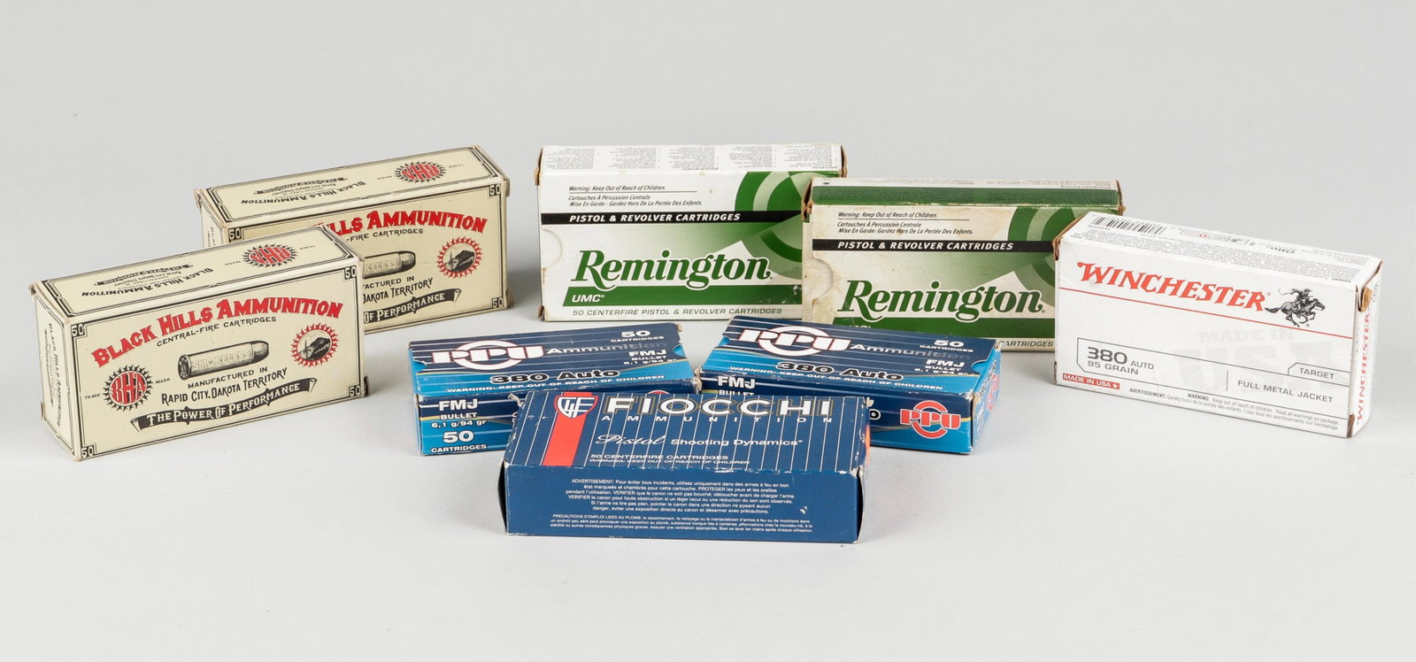 340 PISTOL ROUNDS [380 AUTO, 40 S&W, .38 SPECIAL]: 340 pistol rounds for various calibers, including 50 Remington 165 grain 40 Smith & Wesson rounds, 50 Remington 180 grain 40 Smith & Wesson rounds, 13 Finocchi 170 grain 40 Smith & Wesson rounds, 100 