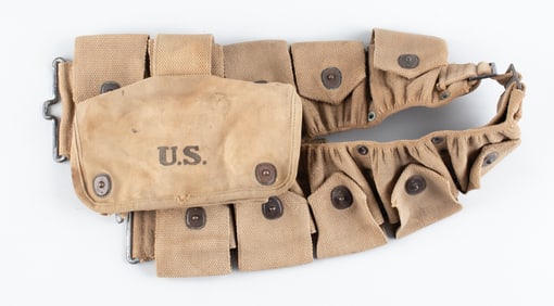 WWI US AMMO BELT WITH HANGING POUCHES