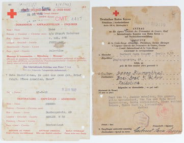 WWII RED CROSS LETTERS FROM JEWS IN PALESTINE AND GERMANY