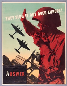 WWII PLANE RECOGNITION TEST POSTER OVER EUROPE