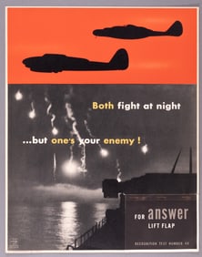 WWII PLANE RECOGNITION TEST POSTER FIGHT AT NIGHT