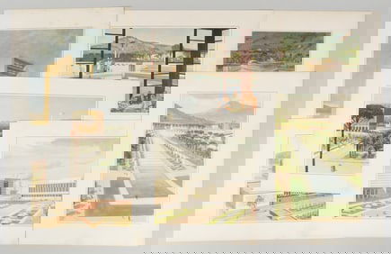 7 ITALIAN FASCIST ARCHITECTURE PAINTINGS 1940 EXHIBITION