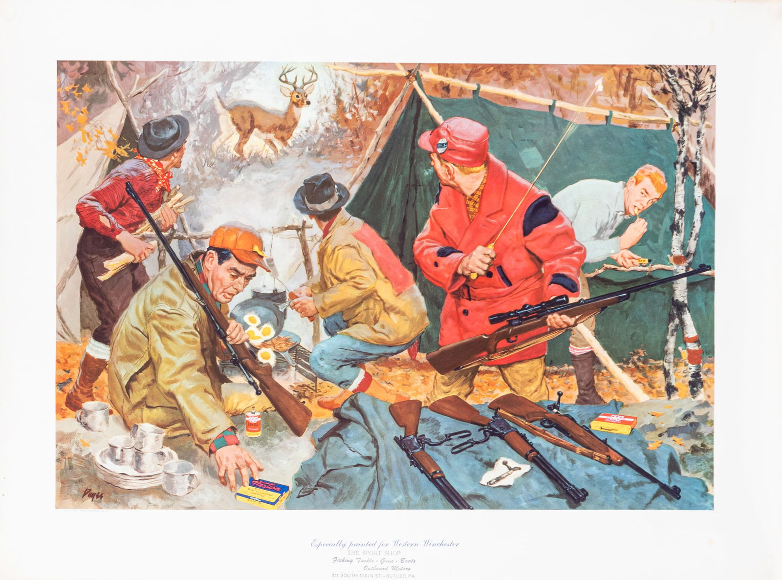 VINTAGE WESTERN WINCHESTER DEER HUNT POSTER 1954 (1 of 1)