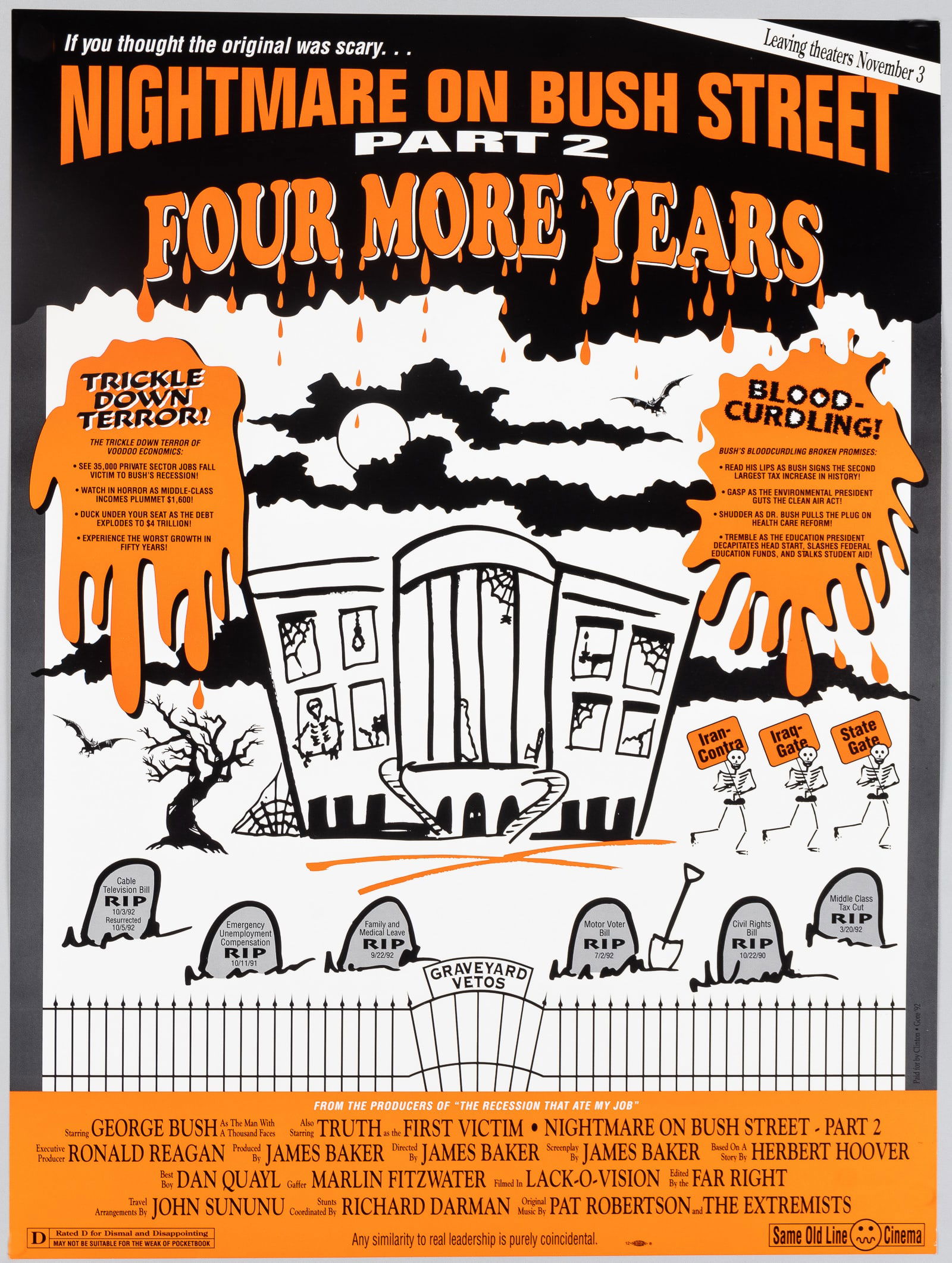 NIGHTMARE ON BUSH STREET ANTI-BUSH POLITICAL POSTER (1 of 1)