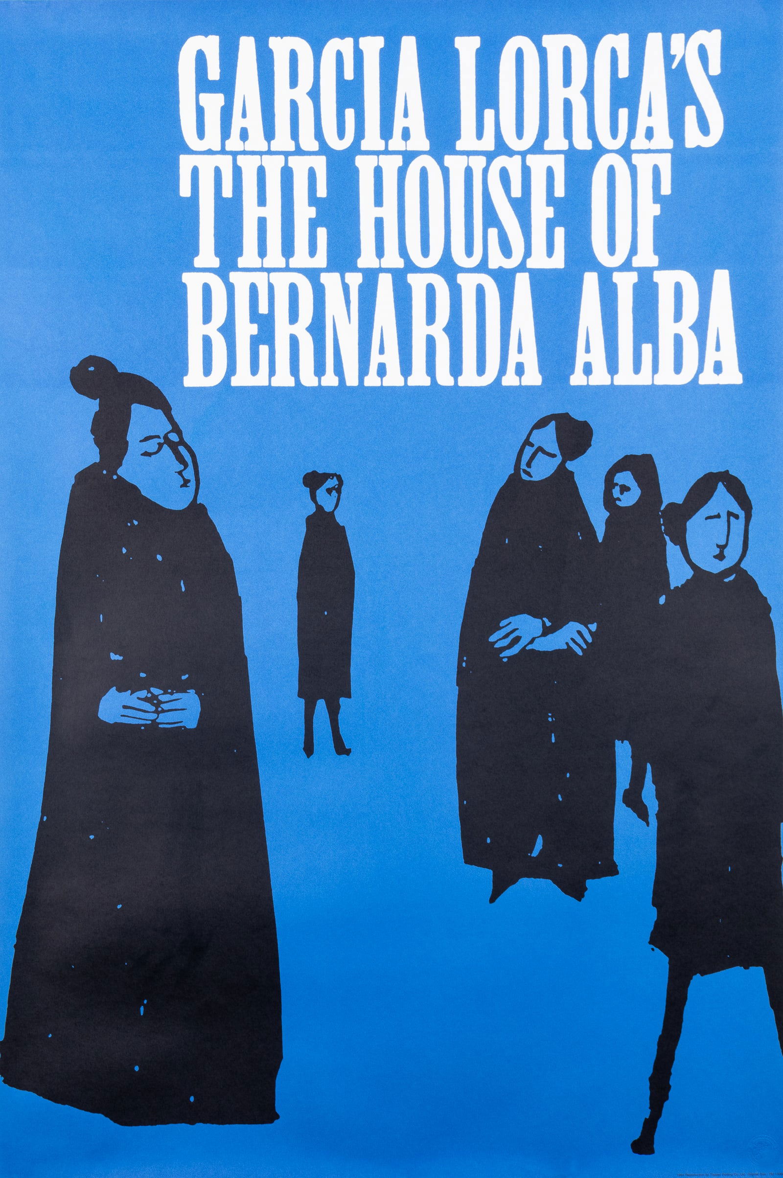 HOUSE OF BERNARDA ALBA THEATER PLAY POSTER: Garcia Lorca's The House of Bernarda Alba, 1957 (date of original print). Original artwork by Bob Gill (1931-2021). Reproduced by Toppan Printing Co., Japan, 1994, The 100 Best Posters From Europe