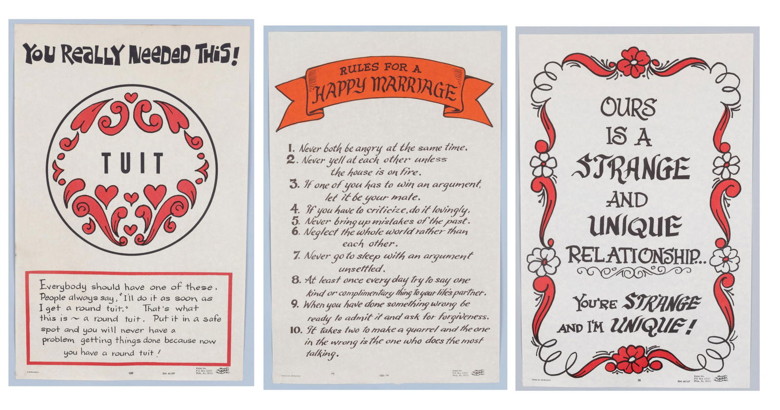 3 COMIC GOOD HUMOR RELATIONSHIP POSTERS (1 of 4)