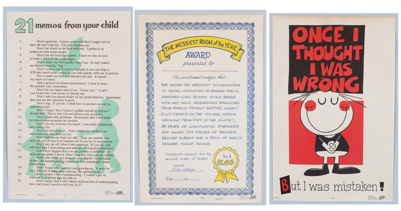 3 COMIC GOOD HUMOR CHILDREN POSTERS (1 of 4)