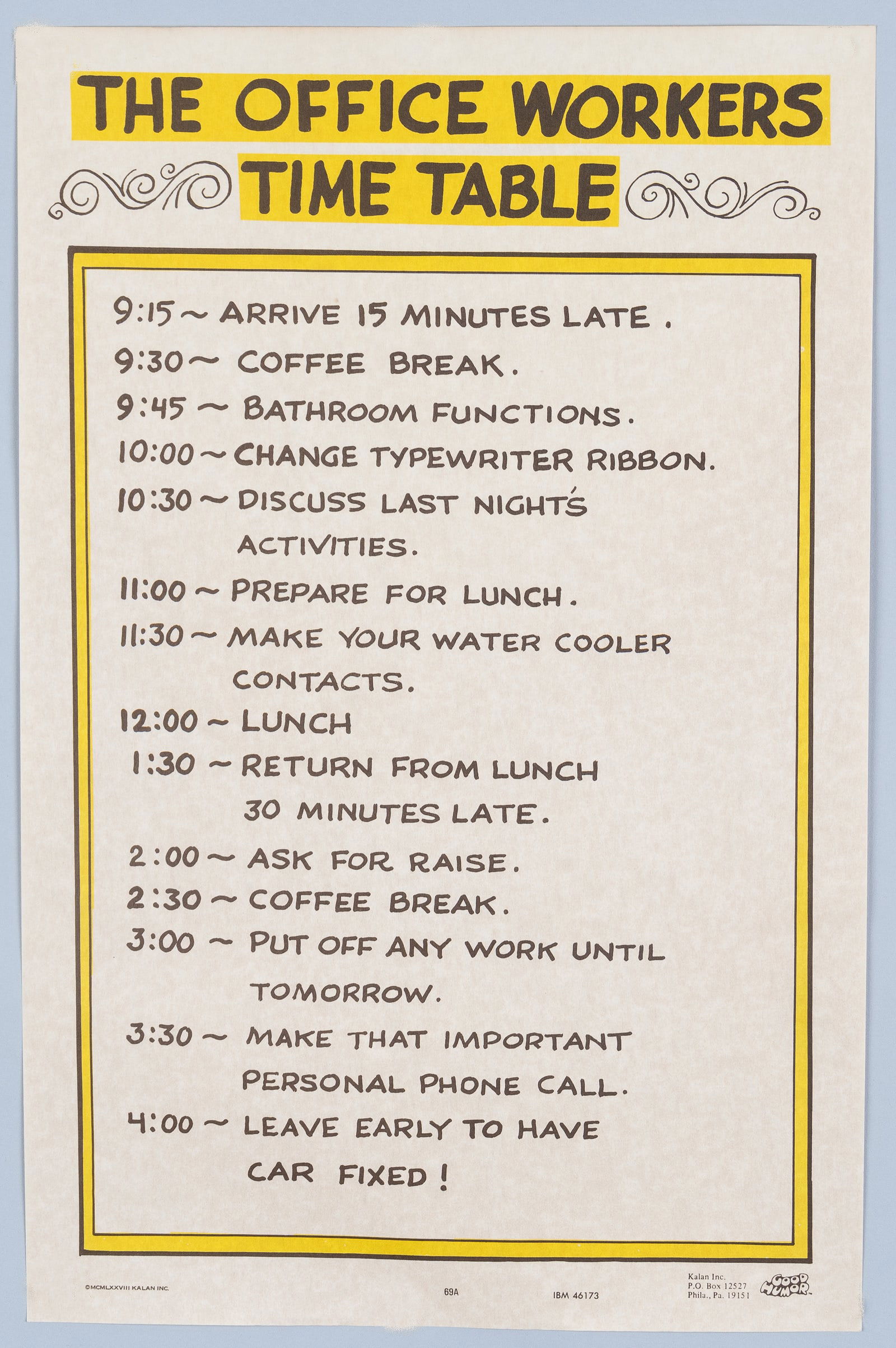 3 COMIC GOOD HUMOR WORK POSTERS - 2