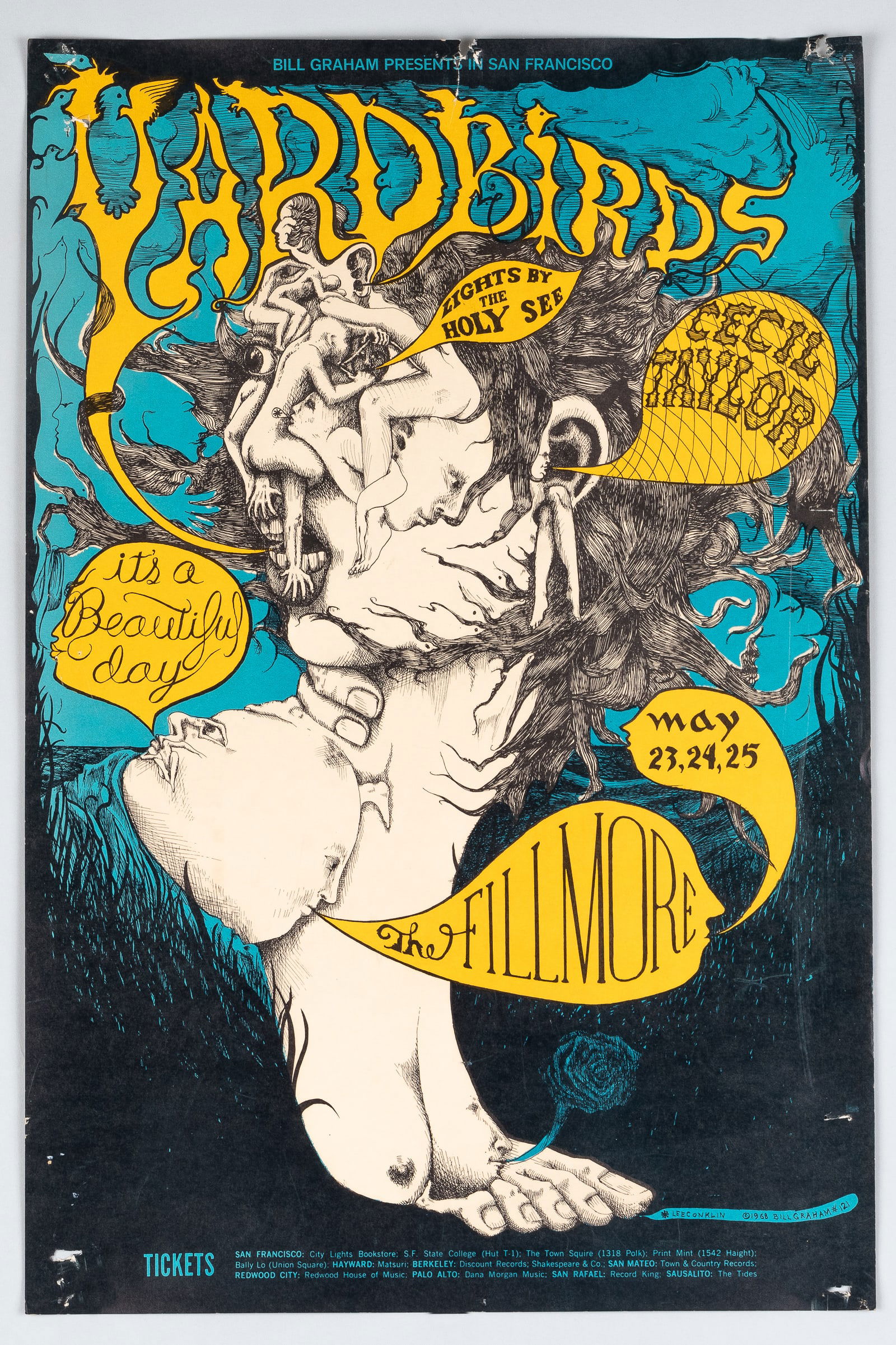 BILL GRAHAM FILMORE AUDITORIUM POSTER BG-121 THE YARDBIRDS (1 of 1)