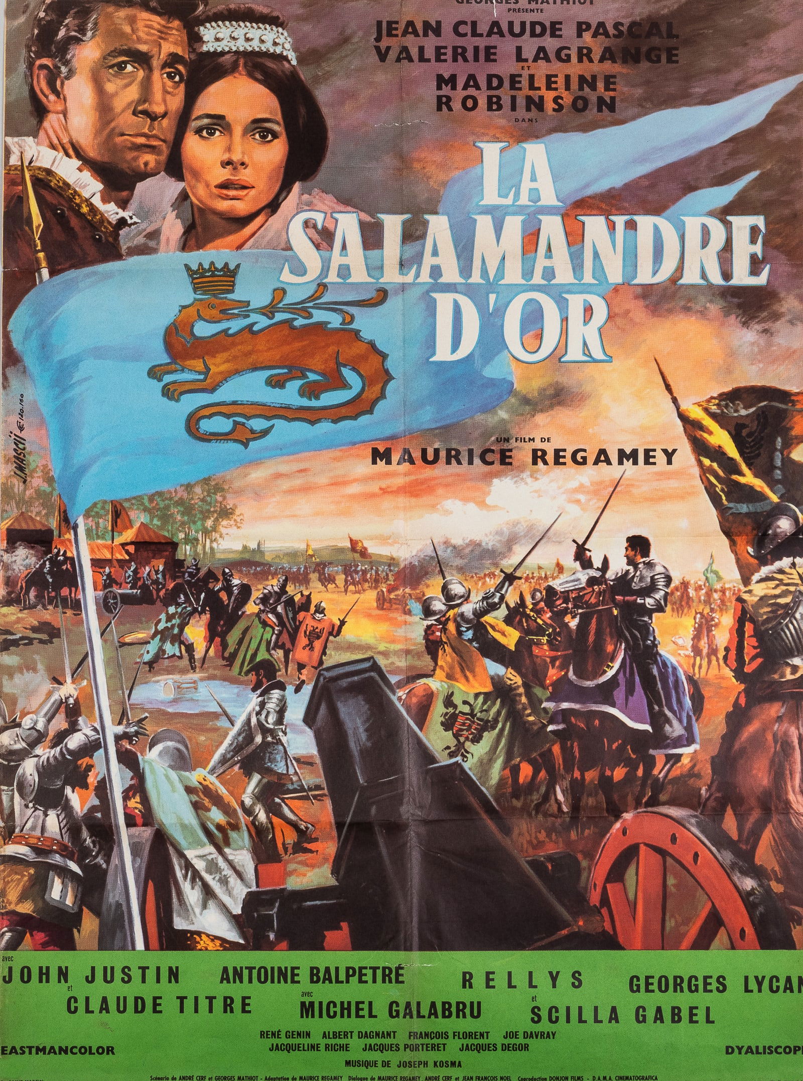 8 VINTAGE ACTION MOVIE POSTERS: Lot of eight vintage American action one-sheet movie posters in Spanish, including 'La Salamandre d'or' [The Golden Salamander] (1962), trimmed poster, 'Tiempo de Charleston Chicago 1929' [They Paid W