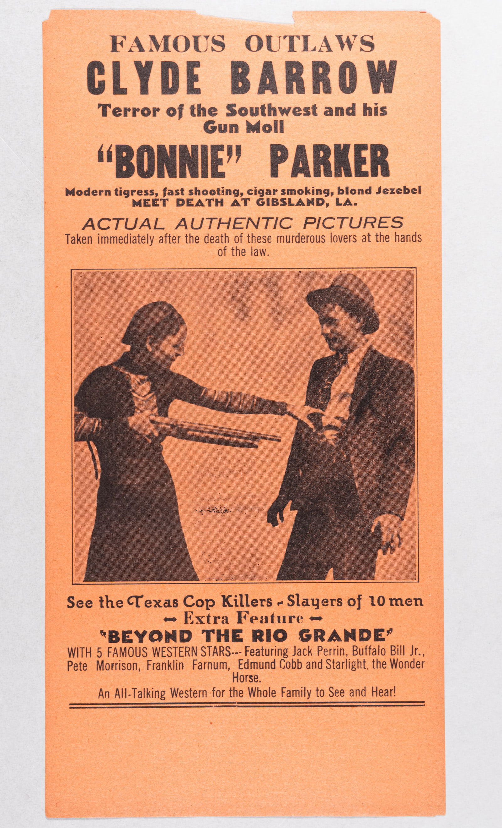 BONNIE AND CLYDE 1935 WESTERN MOVIE HANDBILL (1 of 1)
