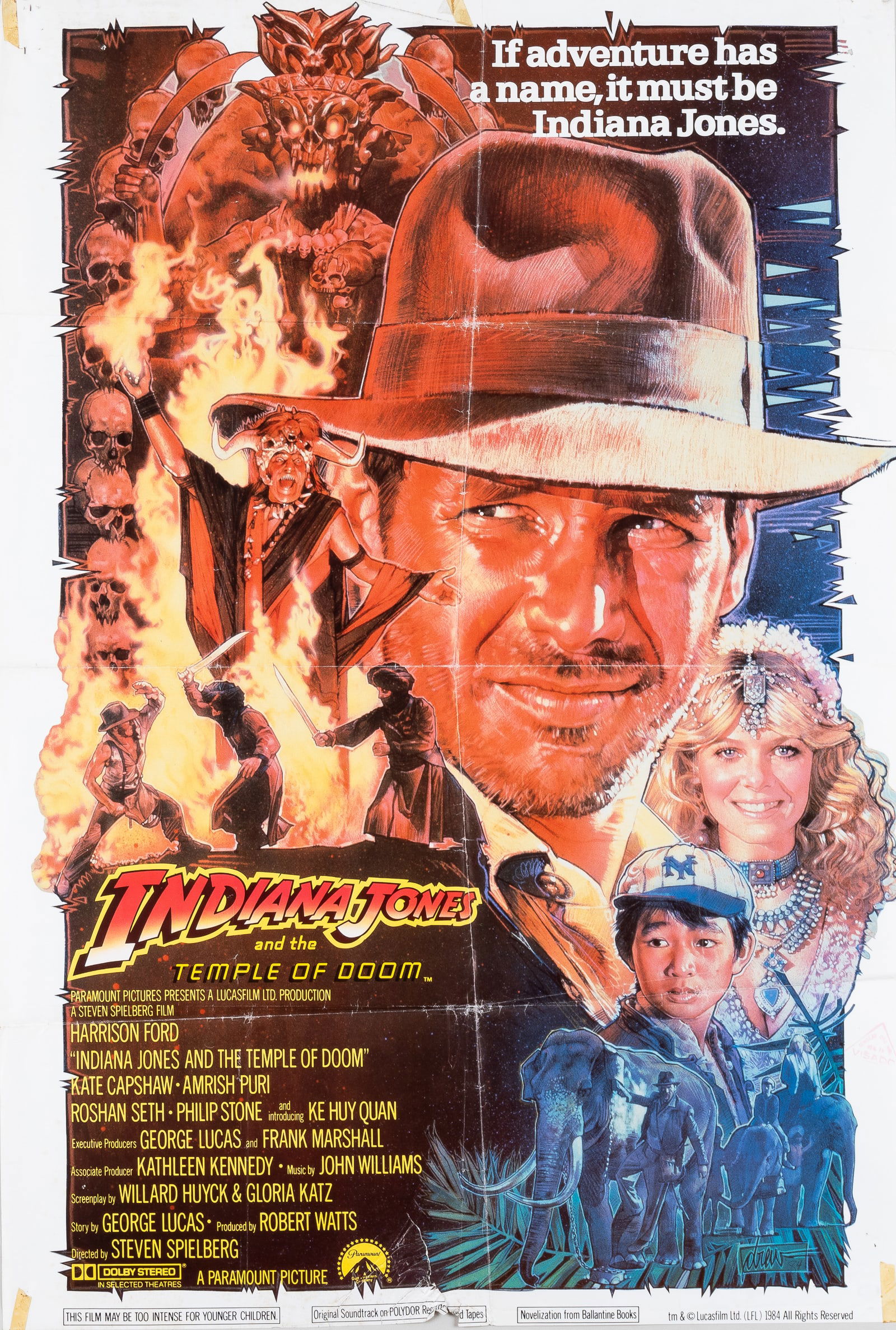 INDIANA JONES TEMPLE OF DOOM ORIGINAL MOVIE POSTER (1 of 1)