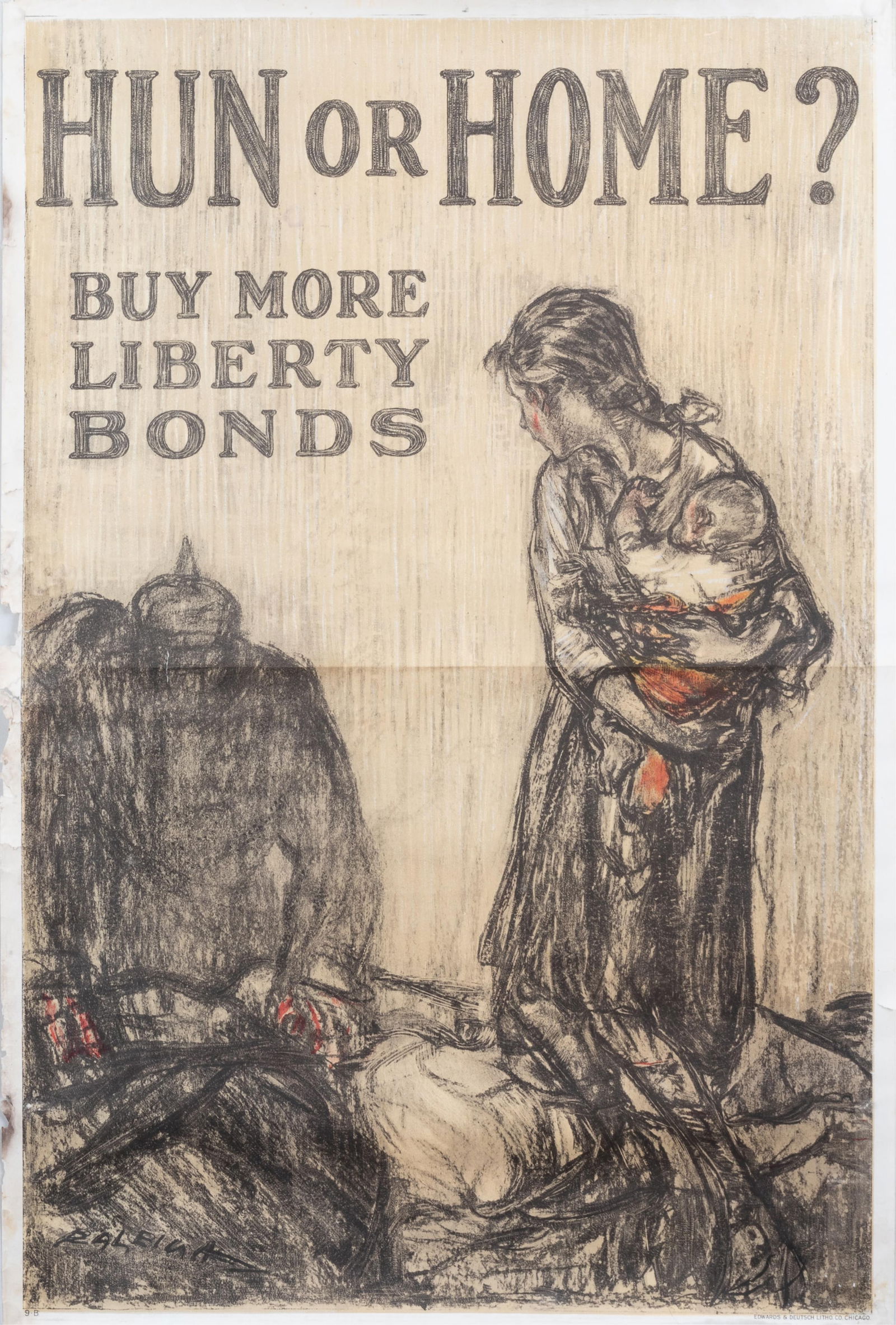 2 WWI AMERICAN LIBERTY BONDS PROPAGANDA POSTERS [GERMAN HUNS] (1 of 2)