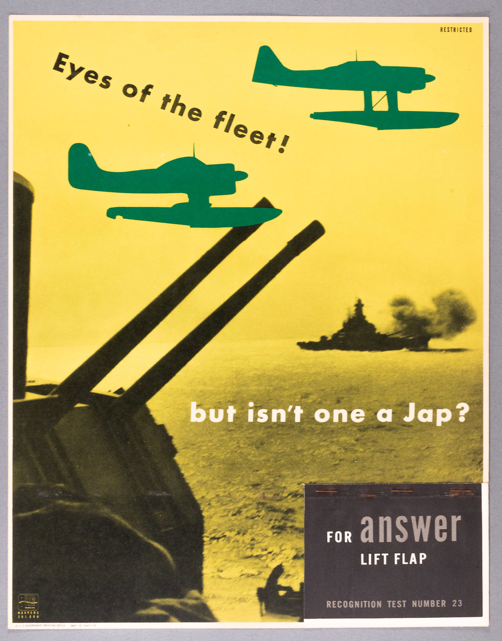 EYES OF THE FLEET! BUT ISN'T ONE A JAP!? WWII AIRCRAFT RECOGNITION POSTER #23 (1 of 1)