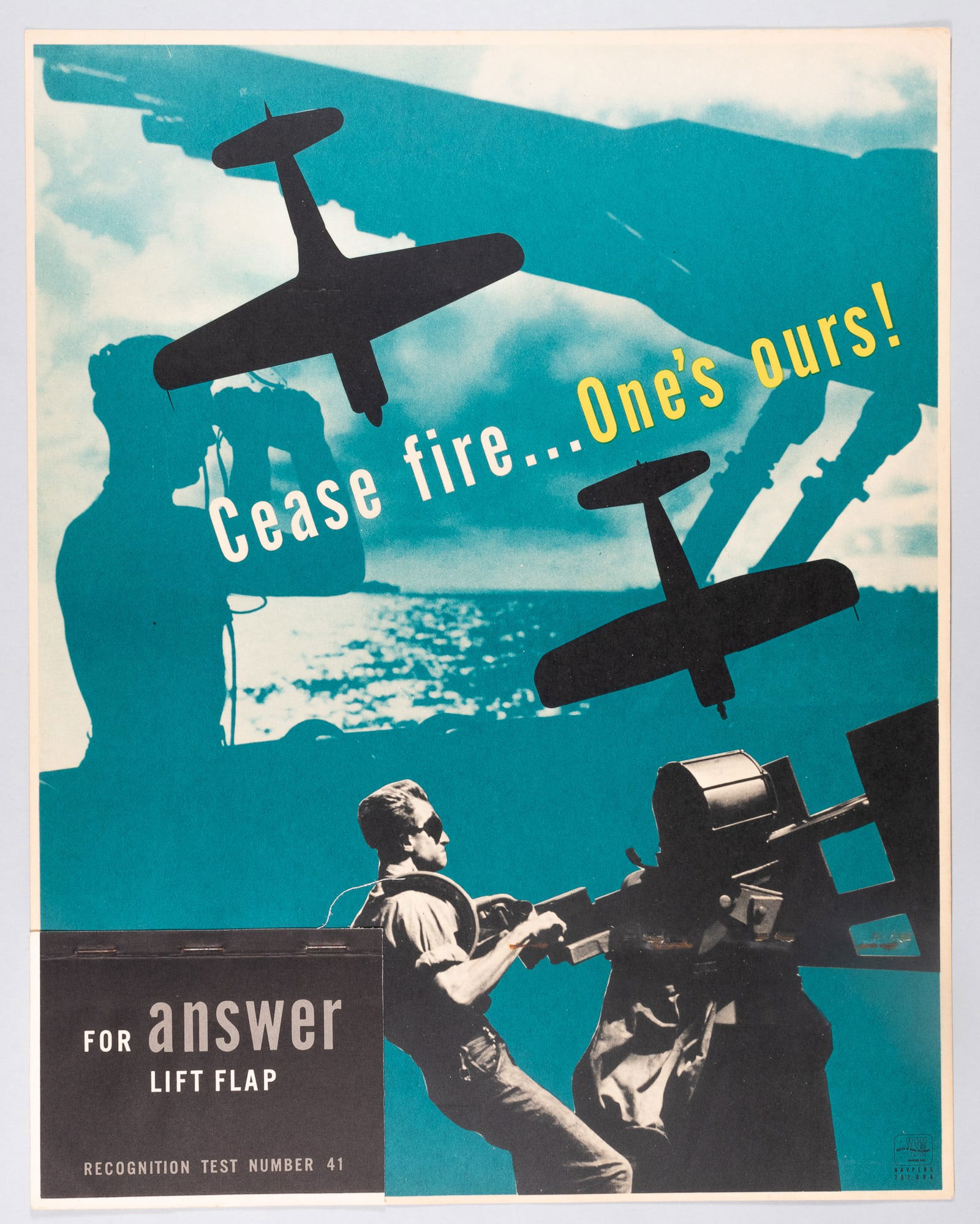 CEASE FIRE...ONE'S OURS! WWII AIRCRAFT RECOGNITION POSTER #41 (1 of 1)