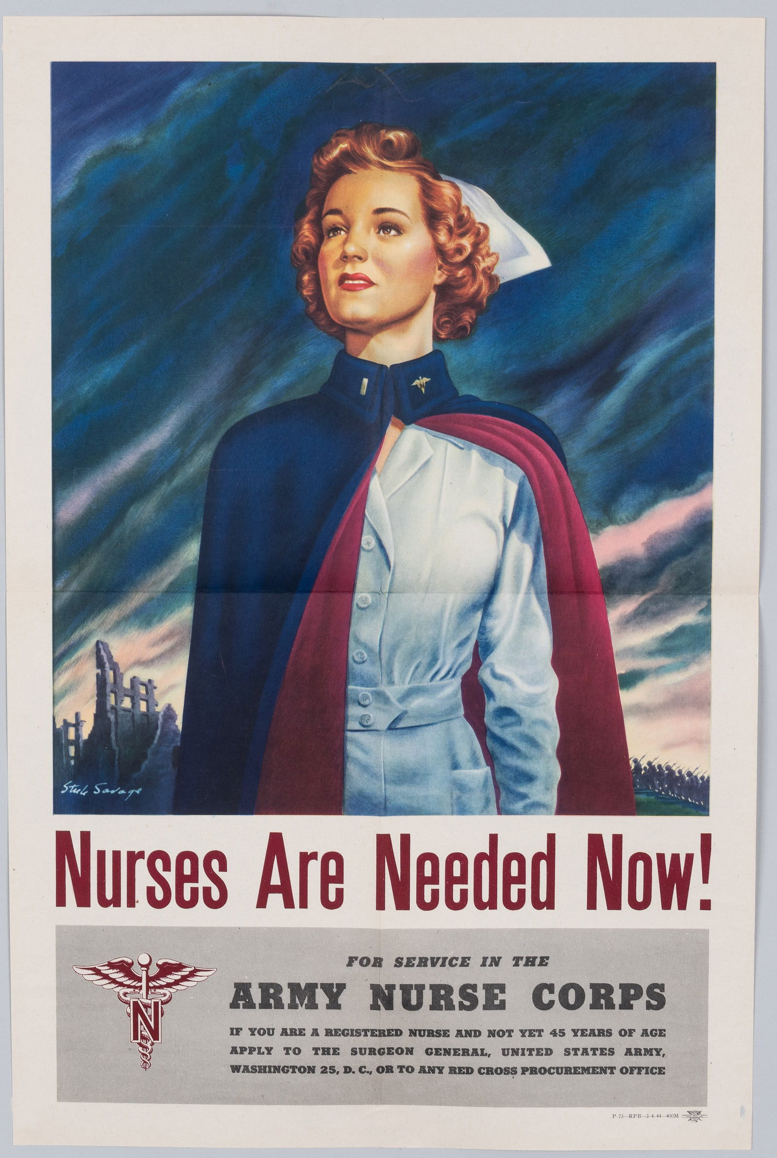 NURSES ARE NEEDED NOW - ARMY NURSE CORPS WWII POSTER BY STEELE SAVAGE (1 of 1)