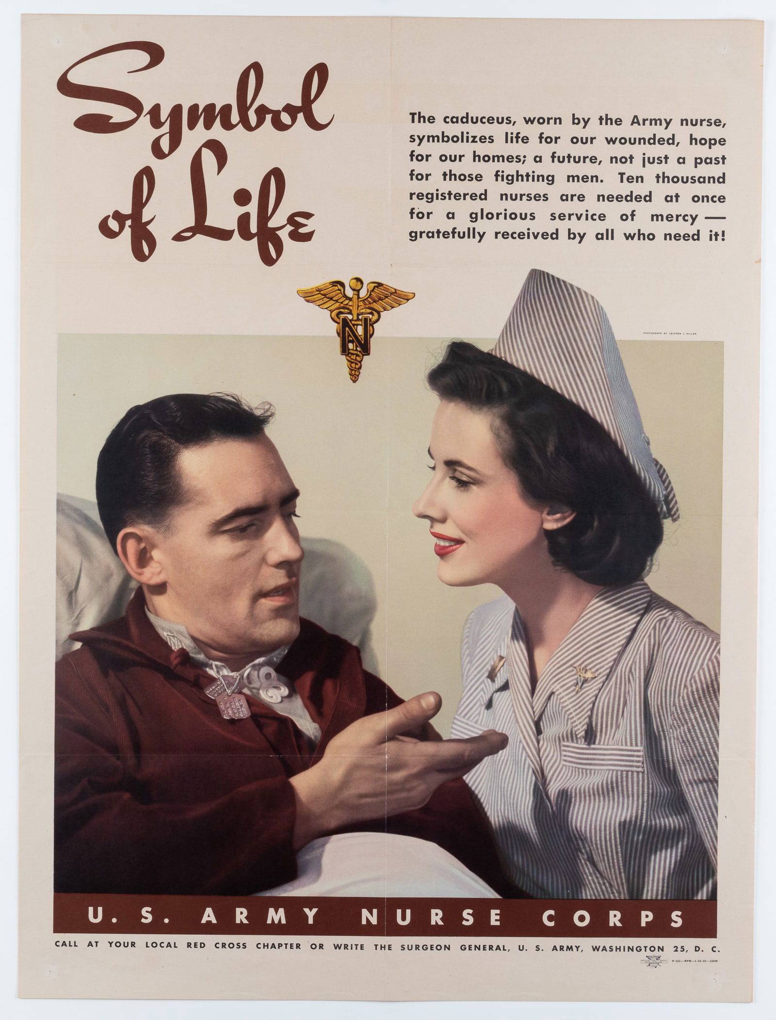 SYMBOL OF LIFE US ARMY NURSE CORPS POSTER WWII BY LEJAREN HILLER (1 of 1)