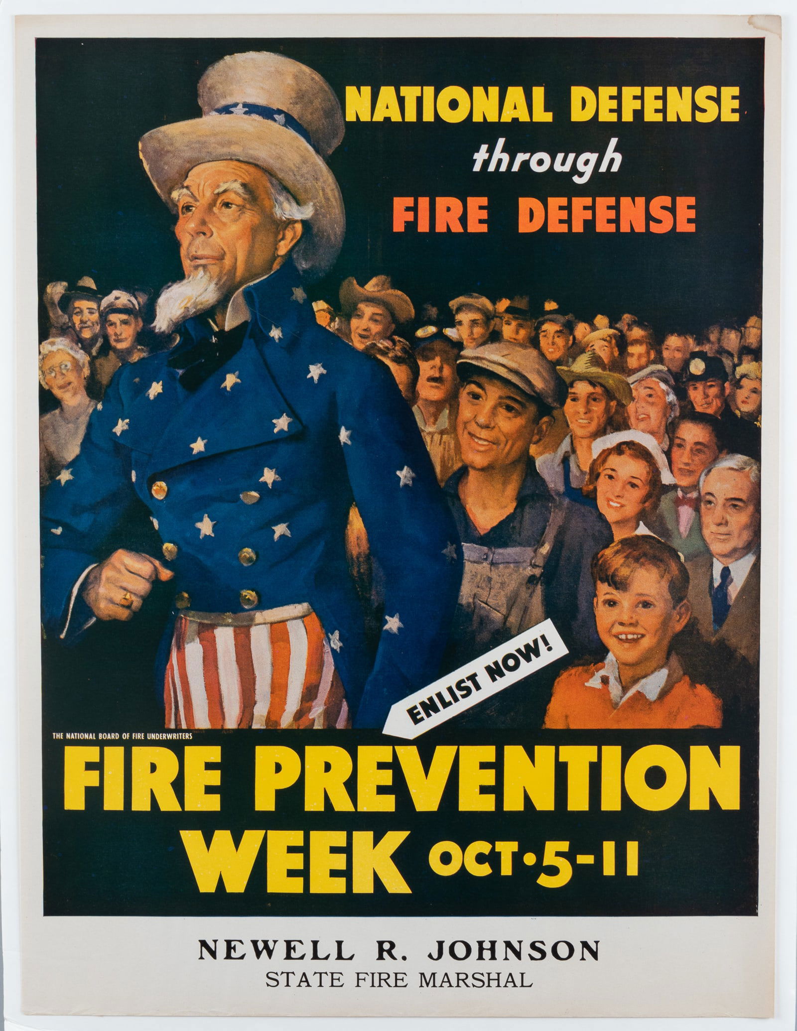 UNCLE SAM NATIONAL DEFENSE THROUGH FIRE DEFENSE POSTER (1 of 1)