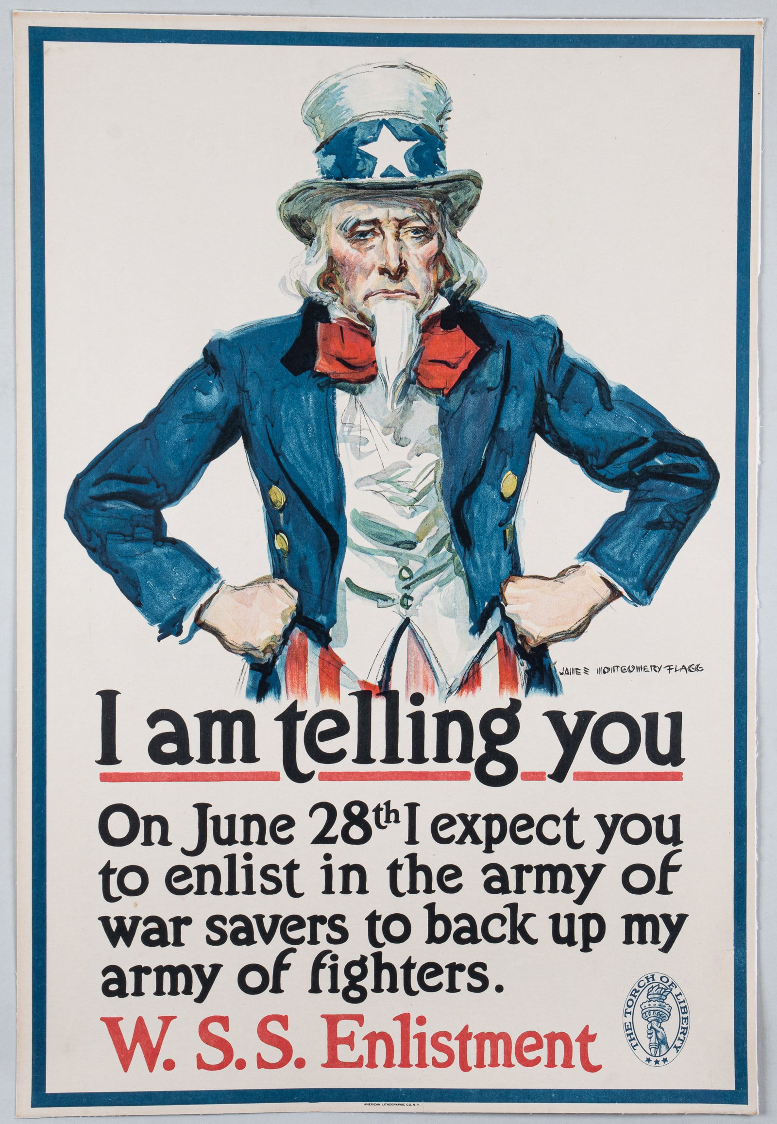 WWI UNCLE SAM WSS ENLISTMENT POSTER JAMES MONTGOMERY FLAGG (1 of 1)