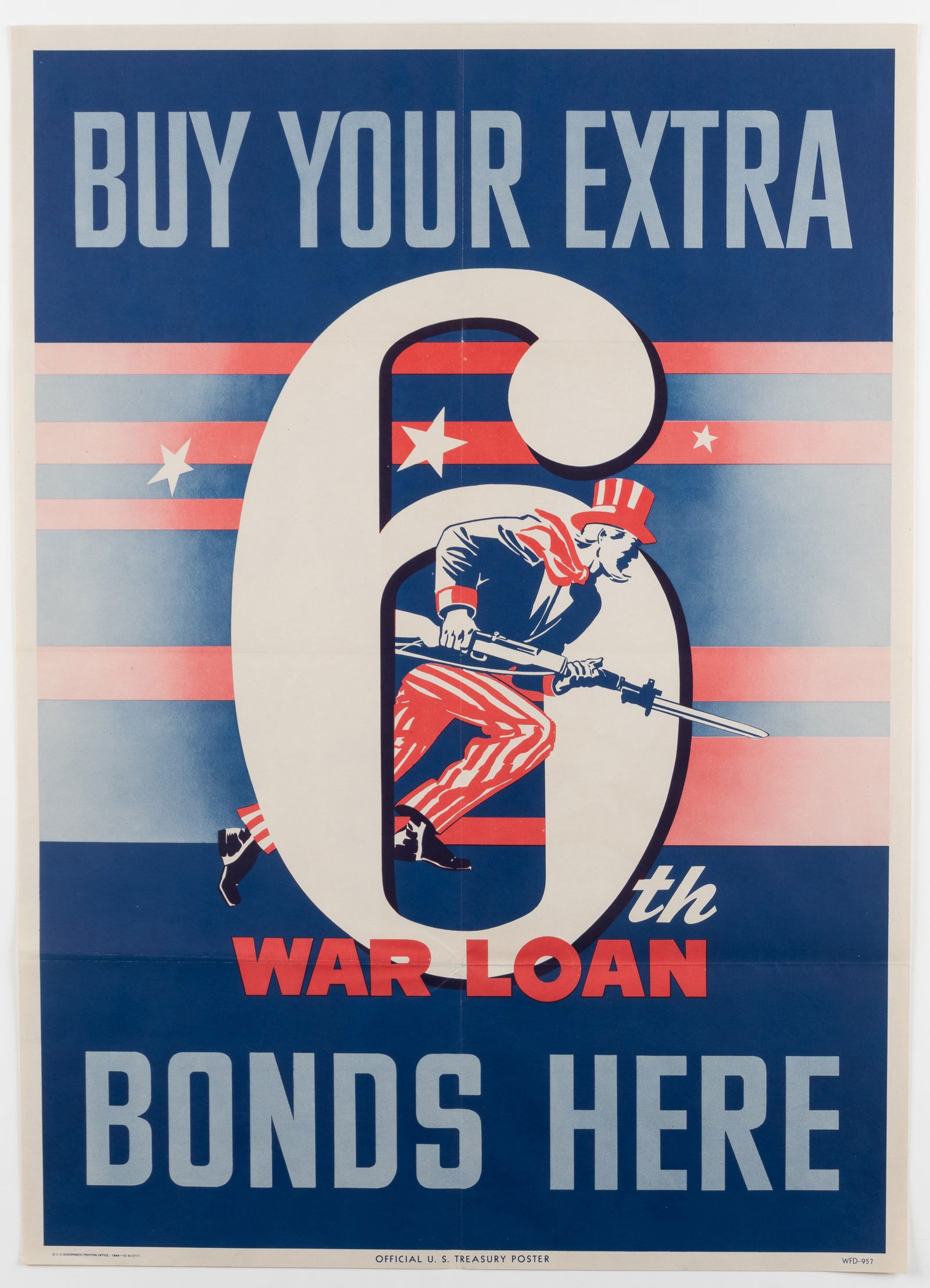 WWII UNCLE SAM 6TH WAR LOAN POSTER (1 of 1)