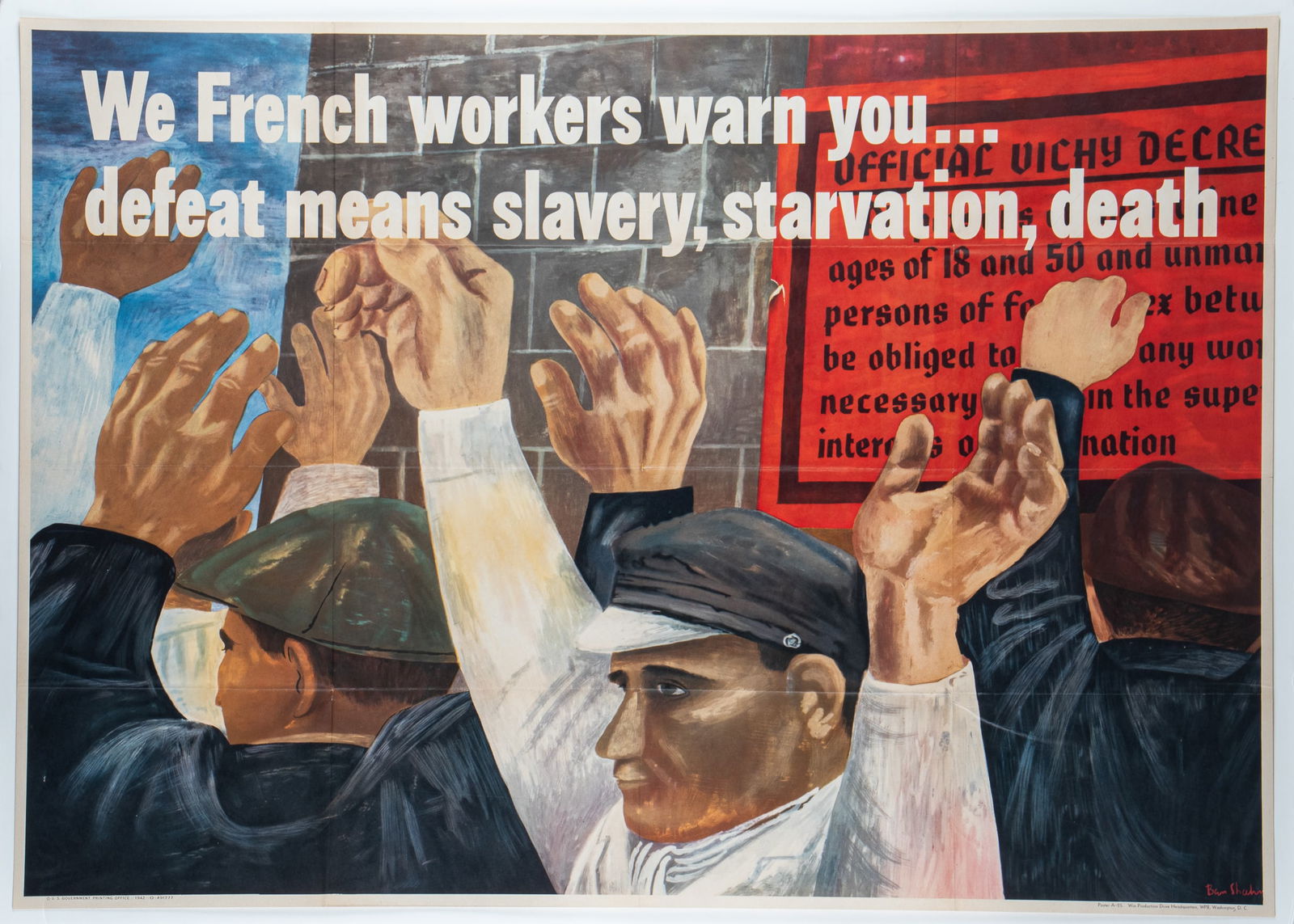 WWII WE FRENCH WORKERS WARN YOU BEN SHAHN (1 of 1)