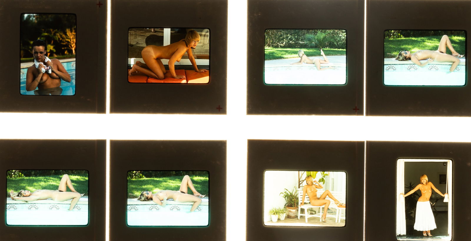 98 VINTAGE EROTIC SCENE PHOTO SLIDES NUDE ADULT SLIDES: Ninety-eight vintage nude erotic adult Kodachrome photo slides, photographs by Mario Marnoto.