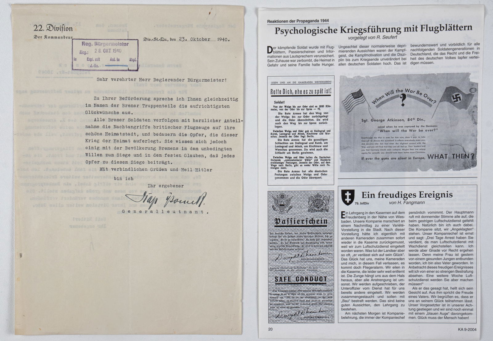 HANS GRAF VON SPONECK SIGNED DOCUMENT - 2