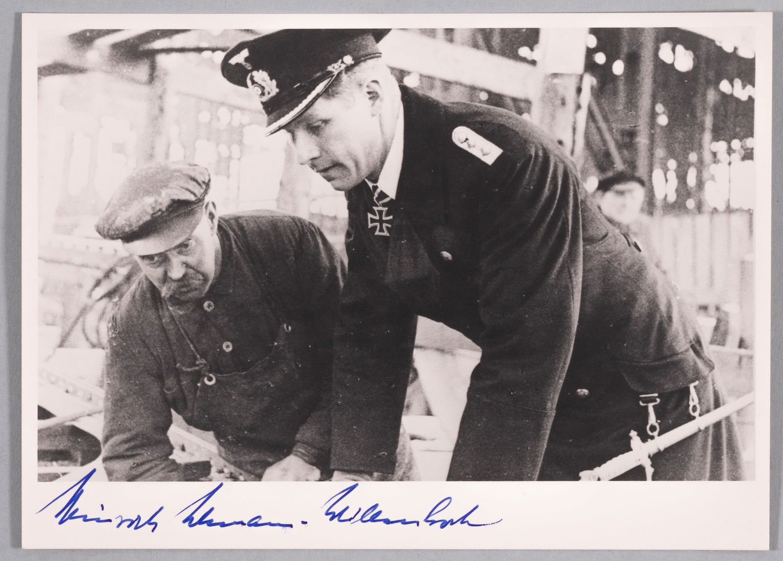 HEINRICH LEHMANN WILLENBROCK: (1911-1986) German submarine commander during WWII, 8th ranking U-Boat captain, sinking 24 ships, and recipient of the Knight's Cross of the Iron Cross with Oak Leaves. Black and white photo of