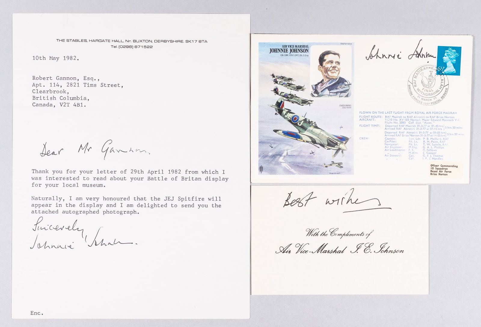 JAMES 'JOHNNIE' EDGAR JOHNSON: (1915-2001) Air Vice Marshal and WWII Fighting Ace with 34 accredited victories. Johnson flew 700 operational sorties and engaged enemy aircraft on 57 occasions. Including first day cover, dated 31,